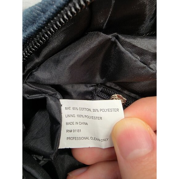 Floral Embroidered Denim Handbag With Zipper Closure & Matching Wallet Set - Picture 13 of 16